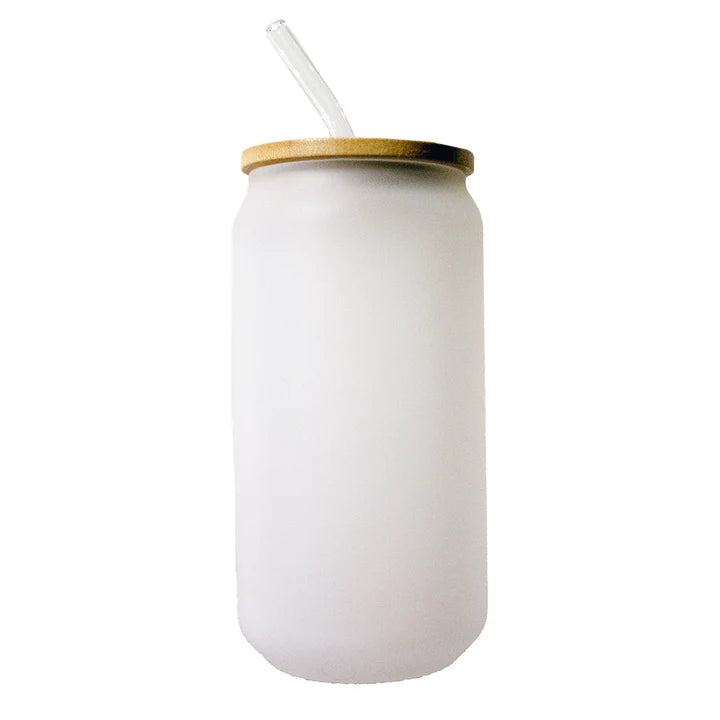 Custom Glass Cans – 13oz & 18oz, Frosted, Clear & Gradient | Sublimation Ready, with Bamboo Lid - iCandy gFX Studios inc.