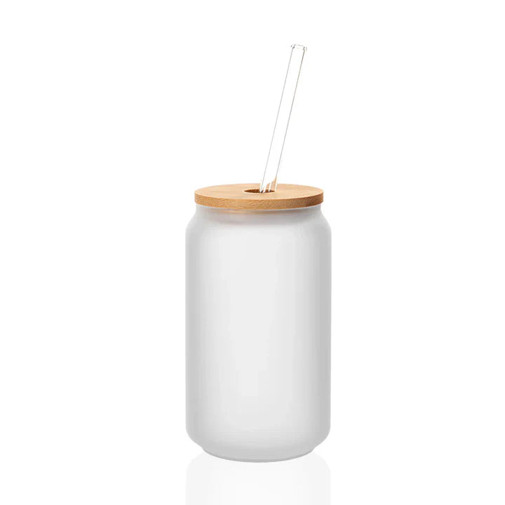 Custom Glass Cans – 13oz & 18oz, Frosted, Clear & Gradient | Sublimation Ready, with Bamboo Lid - iCandy gFX Studios inc.