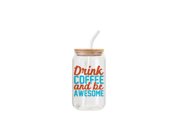 Custom Glass Cans – 13oz & 18oz, Frosted, Clear & Gradient | Sublimation Ready, with Bamboo Lid - iCandy gFX Studios inc.