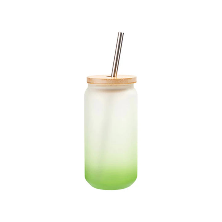 Custom Glass Cans – 13oz & 18oz, Frosted, Clear & Gradient | Sublimation Ready, with Bamboo Lid - iCandy gFX Studios inc.