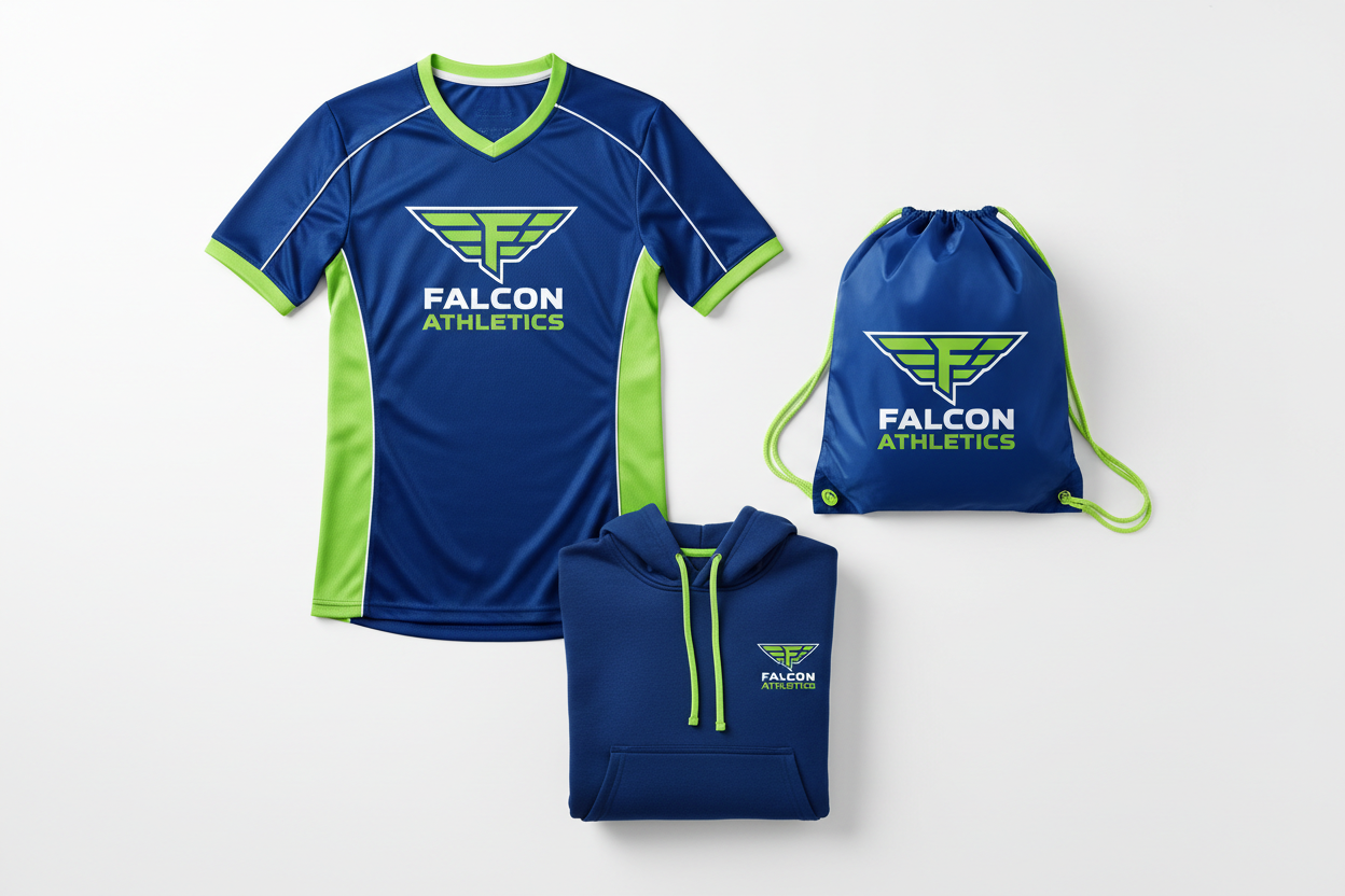 branded jerseys with matching hoodies and drawstring bags