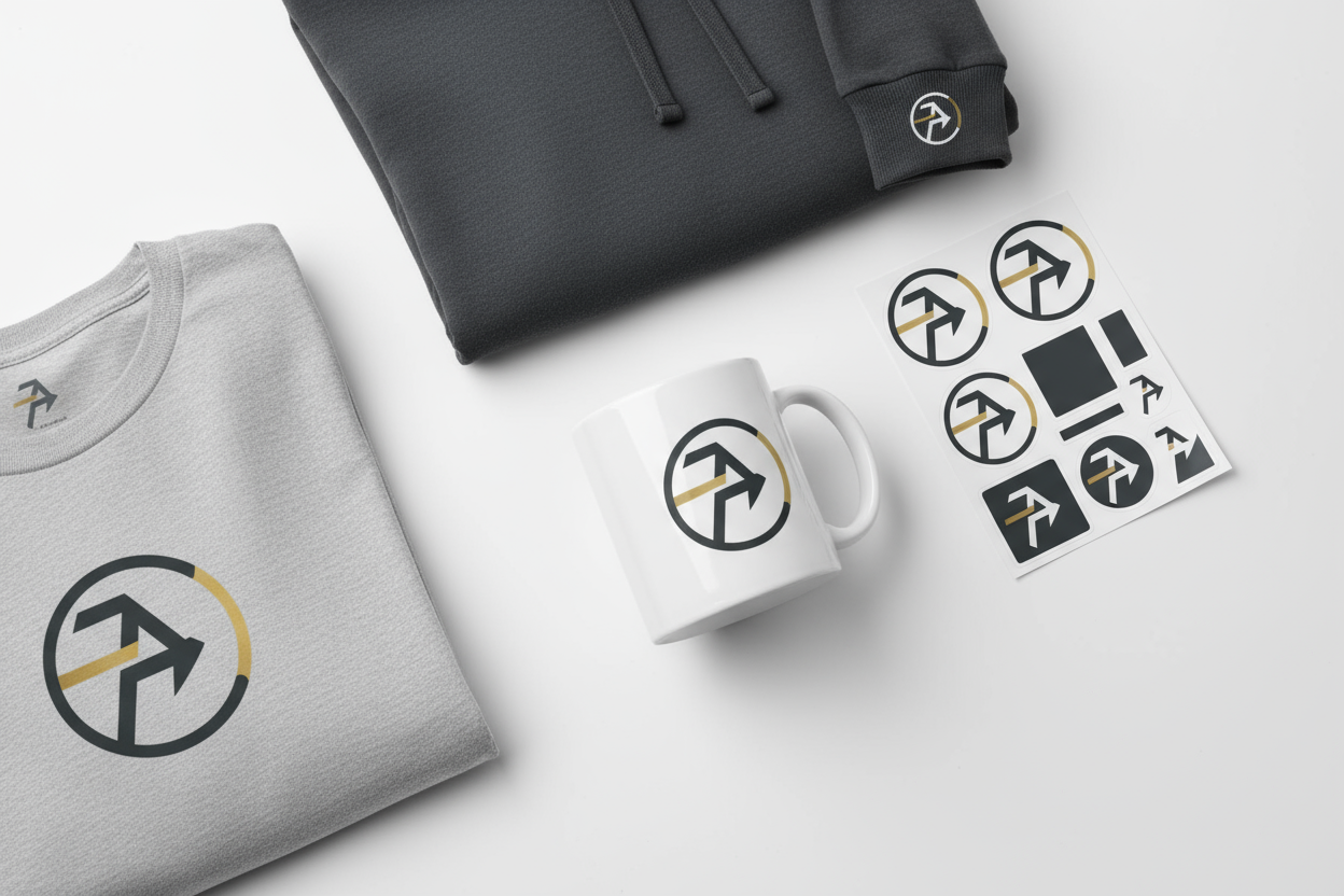 premium merch pack with the same brand on cups, shirts, hoodies, stickers etc.